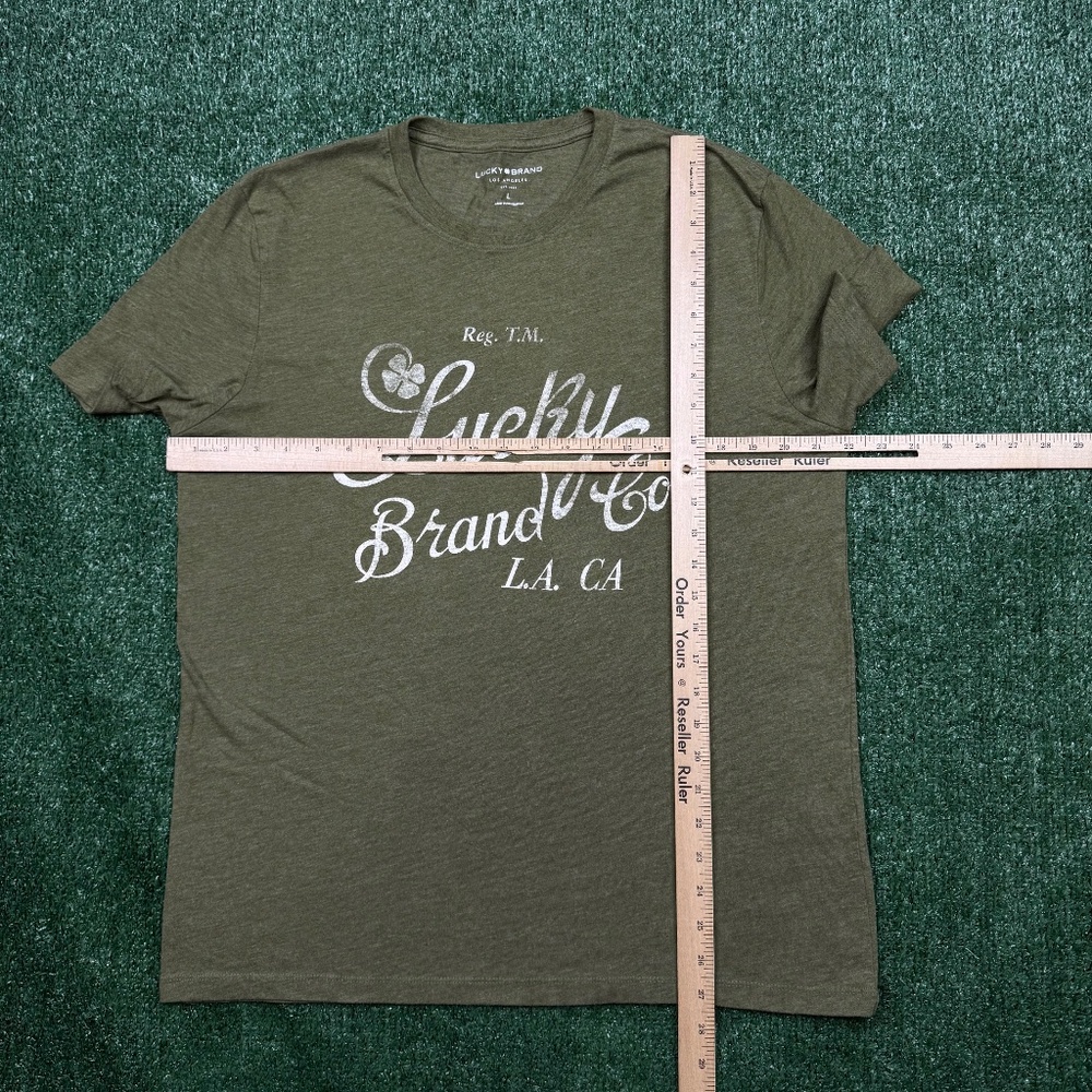 Lucky Brand T Shirt Men's Size L Green Short Sleeve Crew Neck - Picture 5 of 7
